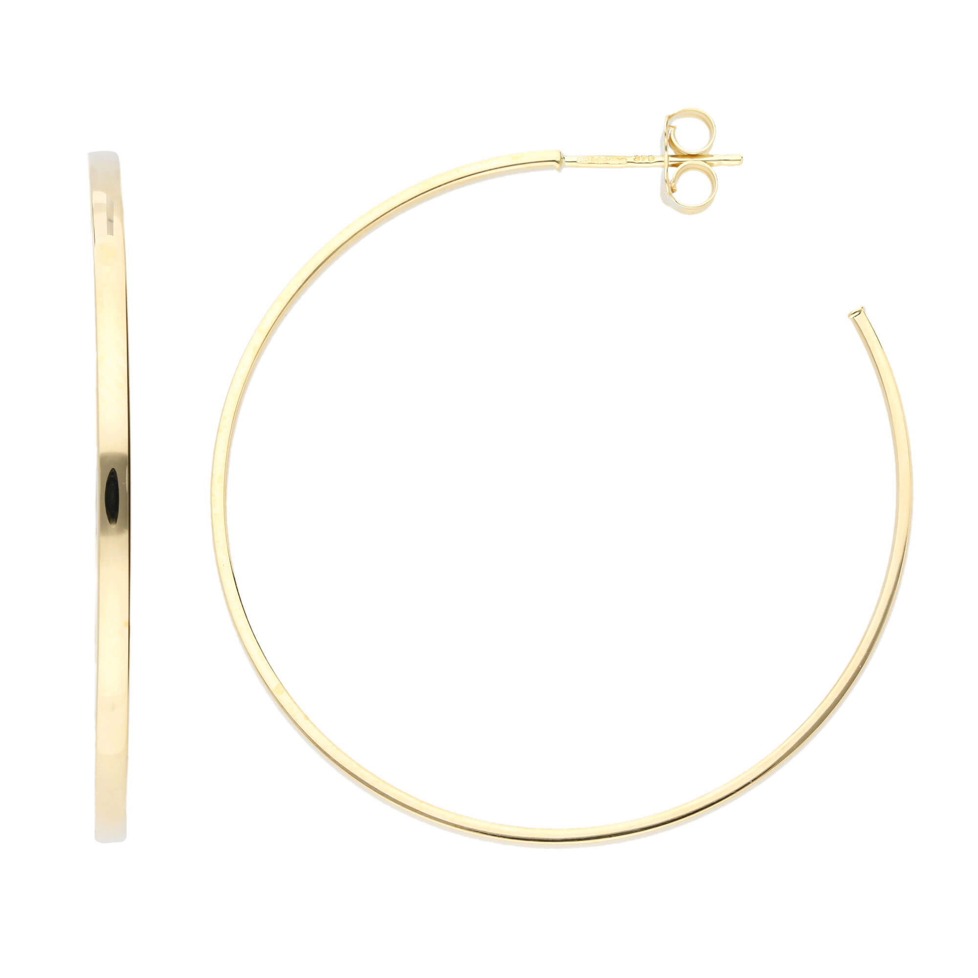 9ct Yellow Gold 40mm Large 3/4 Square Edge Hoop Earrings | Buy Online ...