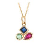 9ct Yellow Gold Ruby & Sapphire Emerald Pendant