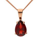 9ct Rose Gold 1.95ct Pear Shaped Garnet Solitaire Pendant