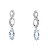 9ct White Gold 0.75ct Aquamarine & Diamond Infinity Drop Earrings
