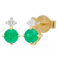 9ct Gold Emerald Stud earrings Gift Boxed studs Made in UK