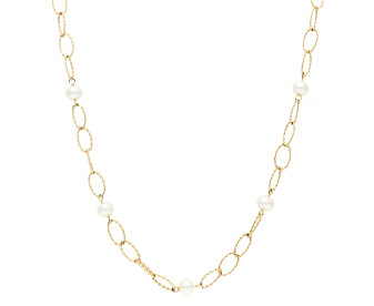9ct Yellow Gold Pearl Twist Link Necklace