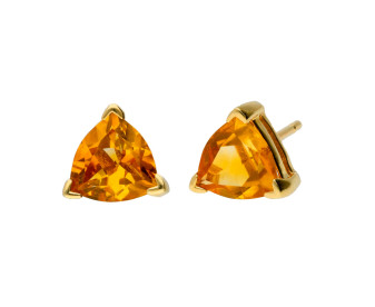 9ct Yellow Gold Trillion Cut Citrine Solitaire Stud Earrings