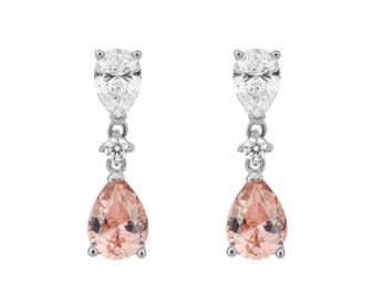 Diamonfire Pink Cubic Zirconia Sterling Silver Drop Earrings