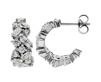 Sterling Silver 1.86ct Cubic Zirconia Hoop Earrings