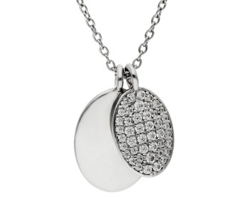 Diamonfire Cubic Zirconia Engravable Oval Tag Sterling Silver Pendant Necklace