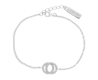 Sterling Silver Cubic Zirconia Interlocking Circles Bracelet