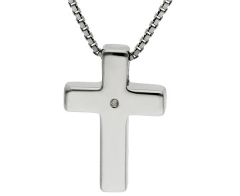 Sterling Silver & Diamond Children's Cross Necklace