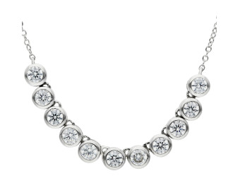 Sterling Silver Cubic Zirconia Bar Necklace 