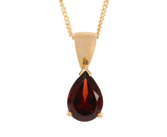 9ct Yellow Gold 0.85ct Pear Garnet Solitaire Pendant