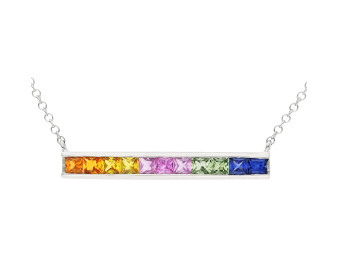 9ct White Gold & 1.25ct Rainbow Sapphire Necklace