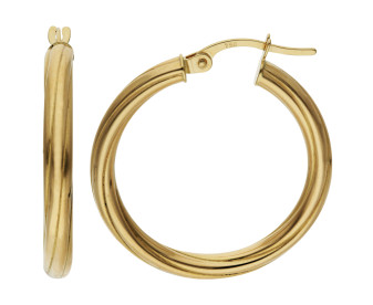 18ct Yellow Gold 24mm Twisted Hoop Earrings
