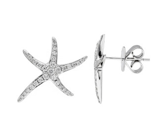 18ct White Gold Diamond Starfish Stud Earrings