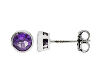 9ct White Gold 0.85ct Amethyst Stud Earrings