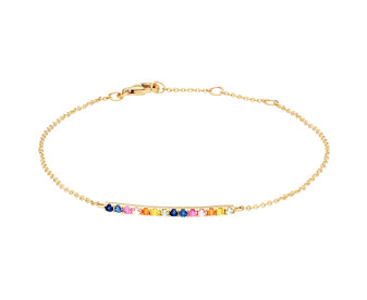9ct Yellow Gold Rainbow Sapphire Bar Bracelet