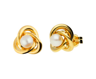 Pearl & 9ct Yellow Gold Knot Earrings