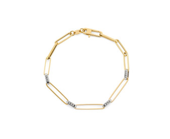 9ct Yellow Gold & CZ Oblong Link Bracelet