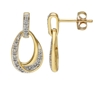 9ct Yellow Gold & Diamond Pear Drop Earrings