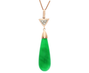 Handcrafted Italian Jade & Diamond Pendant