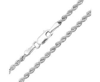 9ct White Gold Rope Chain Necklace
