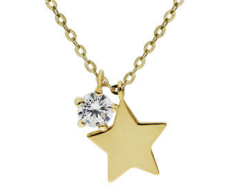 9ct Yellow Gold Cubic Zirconia & Star Charm Pendant Necklace