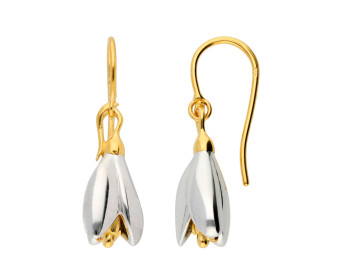 Silver & Yellow Gold Plated Snowdrop Flower Drop Earrings