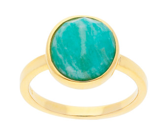 Sterling Silver & Gold Plated Amazonite Oval Ring