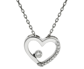 9ct White Gold Diamond Heart Necklace