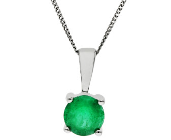 9ct white Gold 0.45ct Emerald Pendant