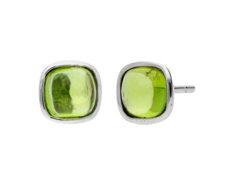 9ct White Gold Peridot Solitaire Stud Earrings