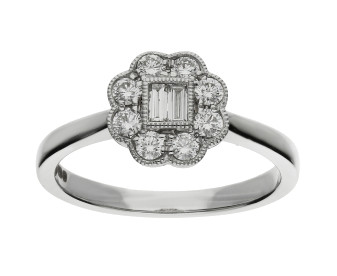 18ct White Gold Diamond Daisy Engagement Ring