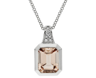18ct White Gold Diamond & 2.12ct Morganite Pendant