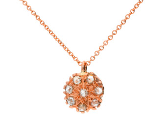 Handcrafted Italian 9ct Rose Gold Diamond Floral Cluster Pendant