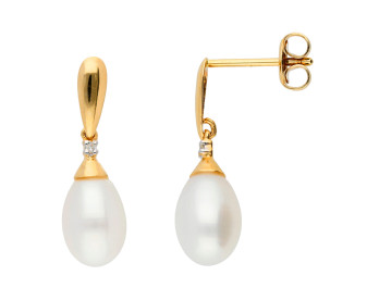 9ct Gold Pearl Drop Earrings