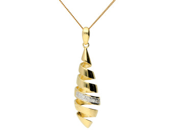 9ct Yellow Gold Diamond Spiral Drop Pendant