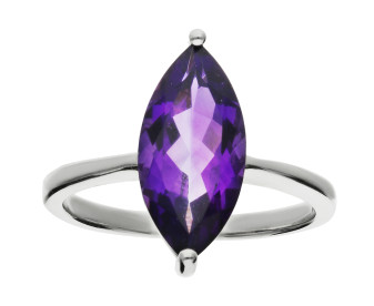 9ct White Gold Amethyst Marquise Ring