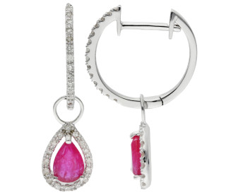 9ct White Gold 1.00ct Ruby Drop Earrings