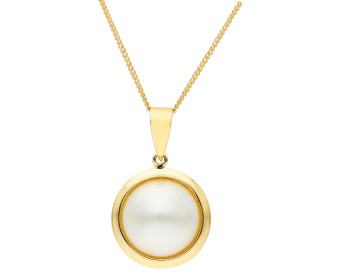 9ct Yellow Gold 10-11mm Mabé Cultured Pearl Pendant