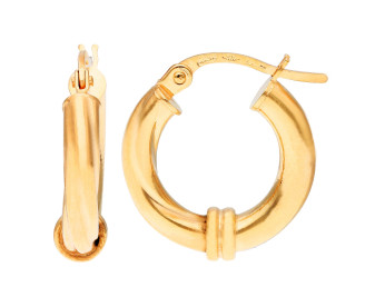 9ct Yellow Gold 16mm Fancy Twisted Hoop Earrings
