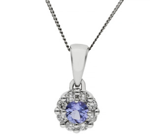 18ct White Gold Diamond & Tanzanite Pendant