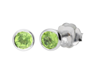 9ct White Gold 4mm Peridot Solitaire Round Shape Stud Earrings