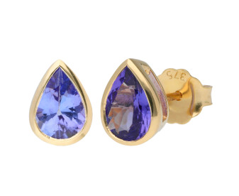 9ct Yellow Gold 7mm Tanzanite Solitaire Stud Earrings