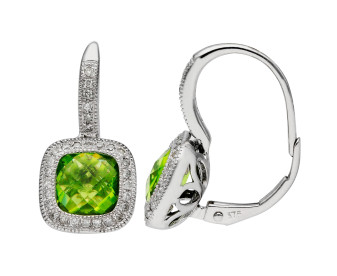 9ct White Gold 2.00ct Peridot Drop Earrings
