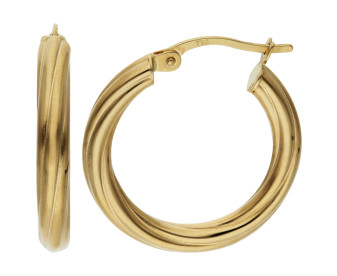 18ct Yellow Gold 20mm Twisted Hoop Earrings