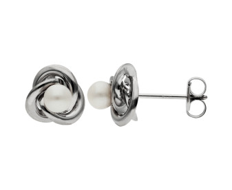 9ct White Gold Pearl Stud Earrings