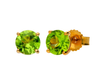 9ct Yellow Gold 5mm Peridot Solitaire Round Shape Stud Earrings 