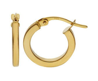 18ct Yellow Gold 14mm Square Edge Hoop Earrings