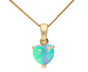 9ct Yellow Gold 6mm Opal Solitaire Heart Shape Pendant
