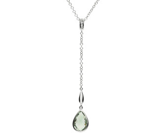 18ct White Gold Green Amethyst & Diamond Necklace