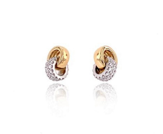 18ct Yellow Gold Diamond Double Ring Stud Earrings